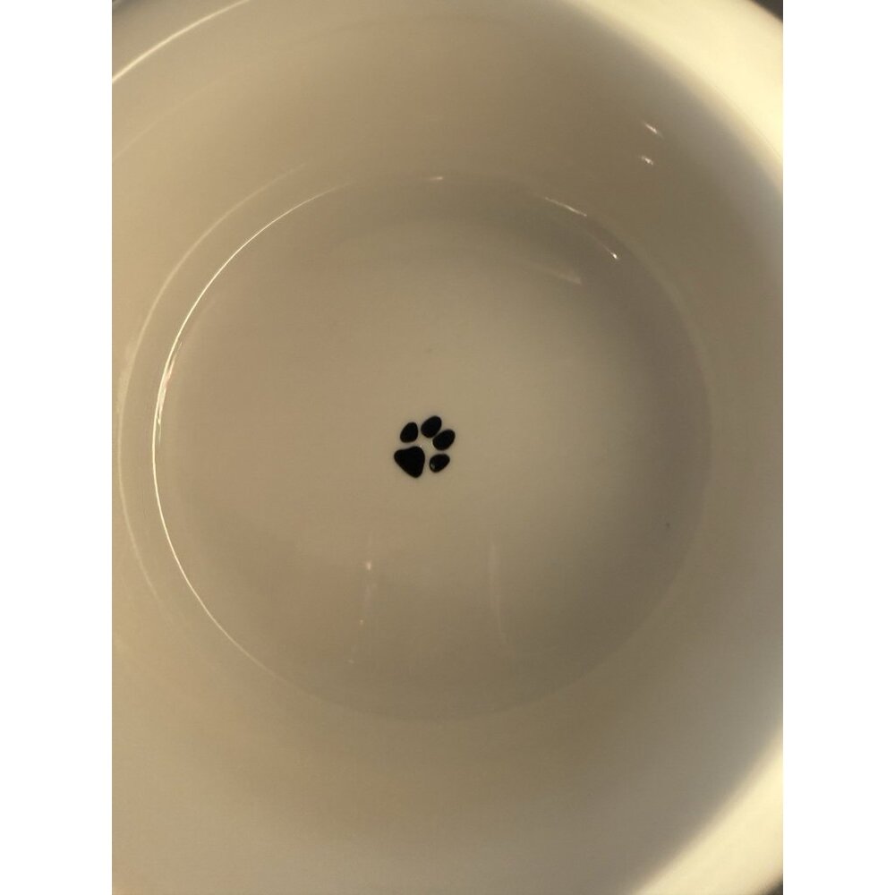 FIDO'S DINER White Live Love Bark & Pawprint Dog Cat Pet Food Water Bowl - Picture 4 of 6